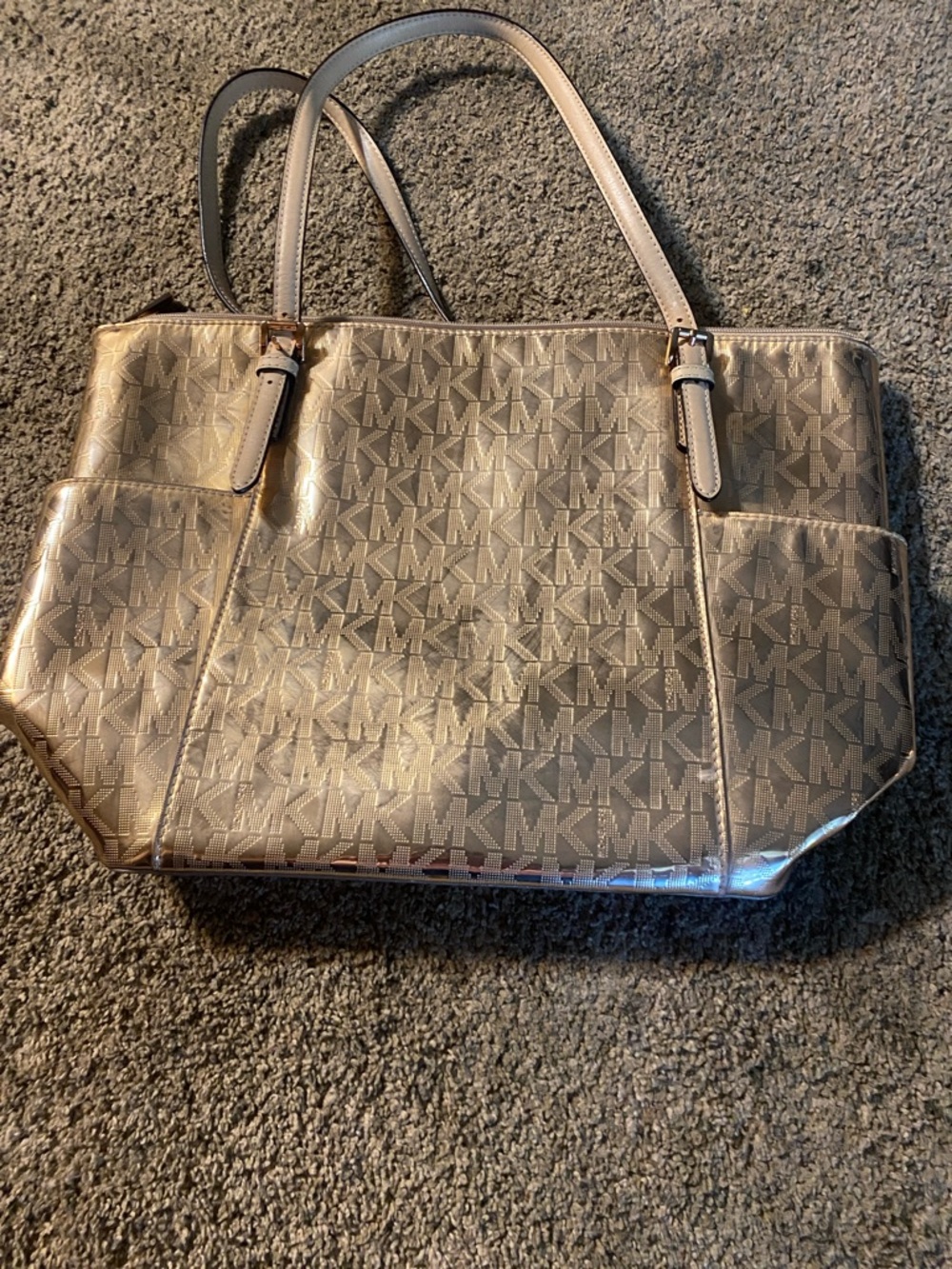 Michael Kors Metallic Gold MK Logo Tote